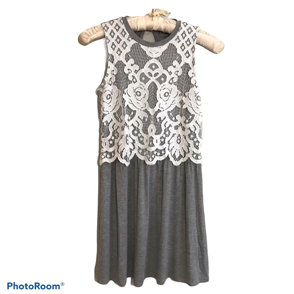 Girls Art Class Grey Lace Sleeveless Dress Sz 7/8